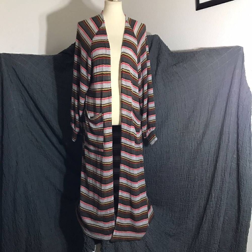 Hummingbird Stripped Cardigan Duster Size S/M